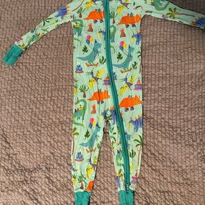 Little Sleepies Mint Green Dinosaur Zip One-Piece Footie